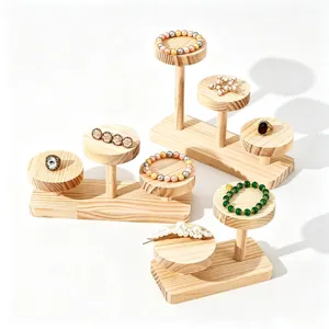 Houten sieraden display standaard meerlaags rond rek ring armband organizer hout