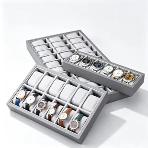 Scatola porta orologi grigia vassoio espositore per collezione di orologi da polso vetrina.