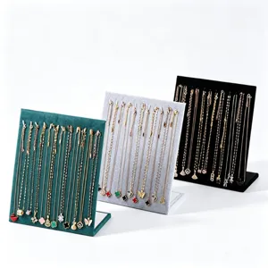 Soporte de exhibición de collar de terciopelo organizador de joyas para tienda y hogar.