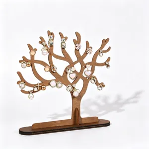 Wooden Tree Earring Stand Holder Jewelry Display Stand Desktop Organizer for Home Decor