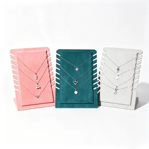 Flannel Necklace Display Stand Multi Slot Jewelry Organizer Board For Countertop Jewelry Showcase Holder Pendant Display Rack