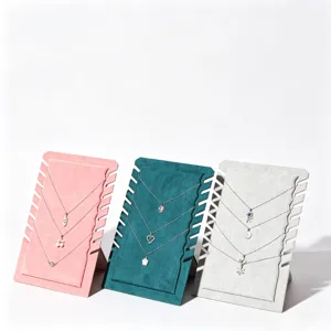 Velvet necklace display stand jewelry holder showcase for retail store counter setup 3pcs