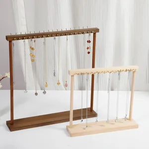 Solid wood necklace display stand large sweater chain holder jewelry hanging organizer rack
