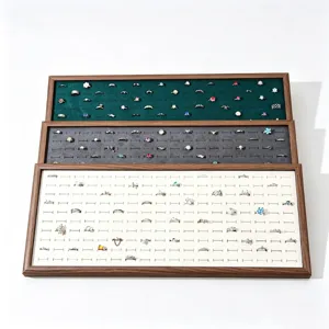 Holz Ringpräsentation Stapelbare Samt Schmuck Organizer Ringaufbewahrung Box Vitrine