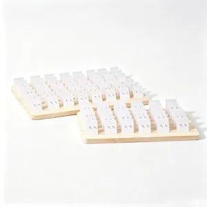 Massief Houten Sieraden Display Dienblad Met Kaartsleuven Oorbelhouder Opbergbord Nordic Stijl Sieraden Standaard Organizer