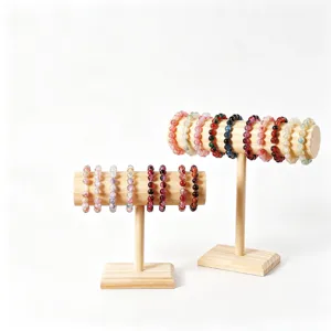 Natur Massivholz T-Bar Armband Display Ständer Schmuckregal Uhr Armreif Halter Schaufenster Organizer Für Laden Haus Display