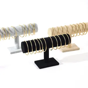 Velvet T-bar bangle display stand set jewelry storage organizer rack for bracelets watches