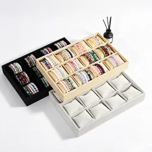 Samt Schmuck Display Organizer Tablett Für Uhren Armband Halter Lagerung Fach Box Ausstellung Platte Showcase Tablett