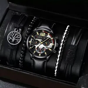 Coffret cadeau montre quartz et bracelets pour homme, design d'affaires classique, bracelet.
