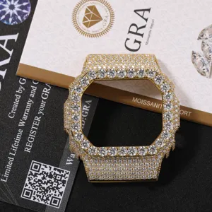 Iced out metal watch case replacement full diamond square bezel for mod accessories