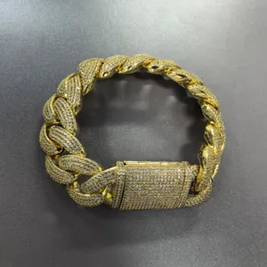 Chaîne gourmette cubaine glacée 20mm pour hommes collier strass hip-hop lourd vue de détail