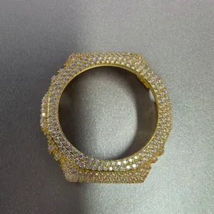 Gouden ijskoude horlogekast rand accessoire, sprankelende strass-steentjes voor horloges.