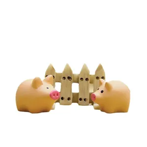 Miniatur Kunstharz Schwein Zaun Sukkulente Pflanze DIY Landschafts Ornament 3-Stück Set