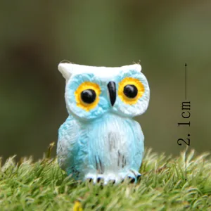 Miniatuur blauwe uil figuur voor vetplanten tuin microlandschap bonsai DIY decoratie detail