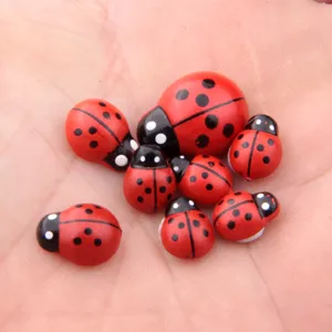 Houten lieveheersbeestje miniatuur figuren voor vetplanten tuinpotten bonsai decoratie