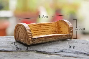 Miniature resin log bench micro landscape accessory dollhouse furniture garden decor prop.