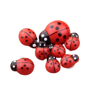 Miniatuur Lieveheersbeestje Ornamenten Voor Micro Landschap Bonsai Tuin Decor Handgemaakte Hout Plastic Lieveheersbeestje Beeldjes DIY Accessoires