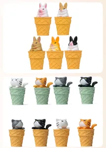 Niedliche tierische Eiswaffel Figuren Harz Miniaturspielzeug fuer Auto Dekoration Tischdeko