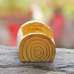 Miniature resin tree stump figurine micro landscape accessory detailed close up view for decor