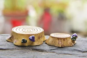 Miniature resin tree stump mushroom decor micro landscape accessories detail view display