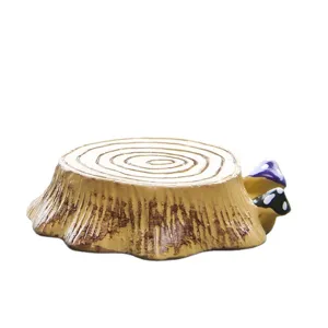 Resin tree stump mushroom miniature landscape ornament doll prop garden decor figurine