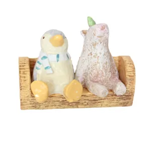 Cute resin animal miniature bench figurine micro landscape desktop decoration home decor item.