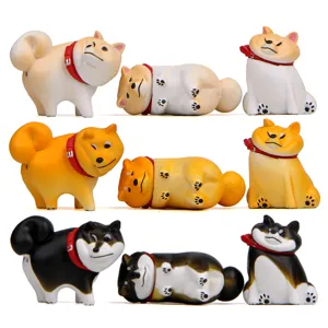 Lustige dicke Shiba Inu Hunde Figuren Set, süße Tier Statuen für Tischdekoration Geschenke.