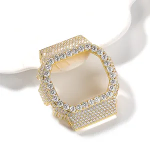 Iced out metal watch case replacement for DW5600 square bling rhinestone protective cover.