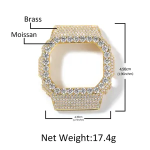 Full Diamond Hiphop Square Metal Watch Case Compatible With DW5600 Copper Zirconia Moissanite Watch Protector Cover For Modification