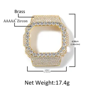 Iced out metal watch case compatible with DW5600 brass AAAAA+ zircon square replacement bezel