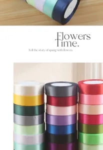Rotoli di nastro in raso colorato per confezioni floreali, regalo, nastro decorativo 2,5 cm.