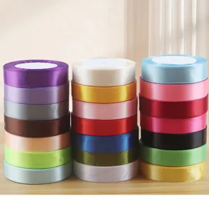 Vibrant colorful satin ribbon rolls for gift wrapping, floral bouquet tying, 2cm wide