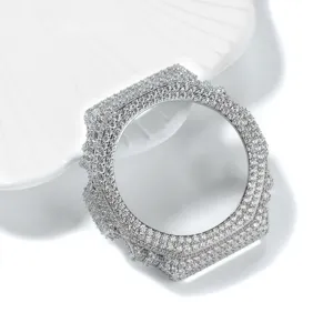Iced out diamond metal horlogekast mod accessorie, luxe bling strass vervangende bezel.