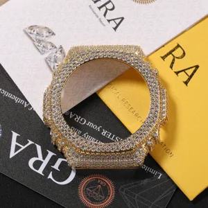Metalen horlogekast met diamanten compatibel voor DW6900, luxe hiphop bezel accessoire.
