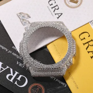 Iced out metalen horlogekast vervanging glanzende moissaniet accessoires hiphop stijl.