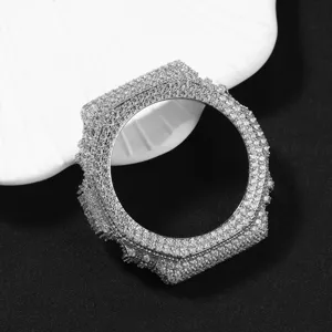 Iced out metalen horloge modificatie behuizing, volledige strass bling hiphop stijl.