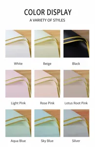 Waterproof plastic flower wrapping paper with gold edge, jelly film bouquet packing material.