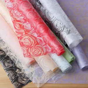 Papel de Envoltura de Flores Impermeable Mate Patrón de Rosa Material de Embalaje de Ramo DIY