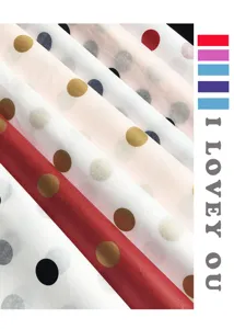 Premium printed tissue paper for floral wrapping and gift packaging with stylish polka dot patterns.