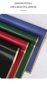 Waterproof floral wrapping paper with gold edge, premium bouquet packing paper for florist.
