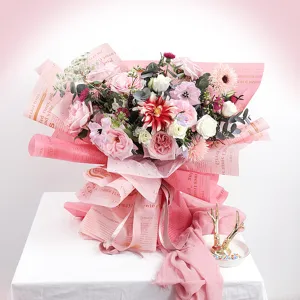 Waterproof Floral Wrapping Paper Korean Vintage Herbal Plant Print Bouquet Packing Supplies For Florist Gift Wrapping
