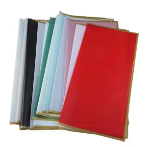 Waterproof floral wrapping paper with gold edge, matte jelly film for bouquet packaging.