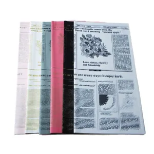 Waterproof floral wrapping paper vintage newspaper botanical bouquet wrapping sheets 20pcs