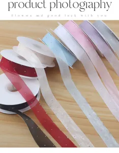 Ribbon with rhinestones for flower bouquet gift wrapping, wedding decoration, DIY crafts.