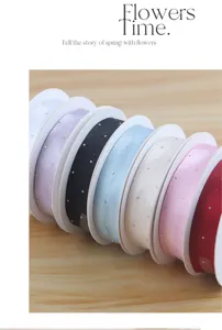 Premium 2.5cm rhinestone silk ribbon for floral bouquet gift wrapping and DIY crafts.