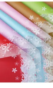 Waterproof floral wrapping paper roll matte flower bouquet packaging details and delicate pattern display.