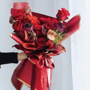 Waterproof Thickened Oya Paper Flower Wrapping Paper Gold Rimmed Floral Bouquet Packaging Material DIY Craft Supplies