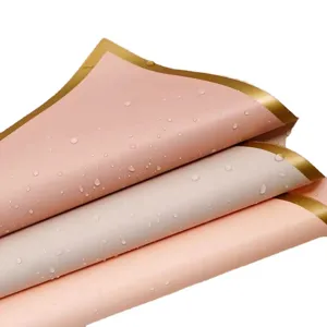 Waterproof gold edge floral wrapping paper for bouquet flower packaging and DIY crafts supplies.