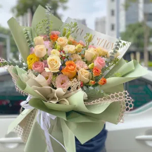 Papier d'emballage de fleurs coréen imperméable couleur unie macaron pour bouquet de roses