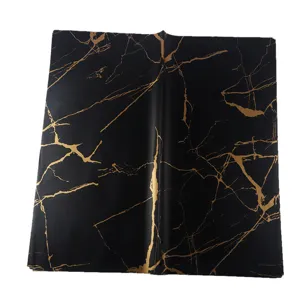 Black and gold marble flower wrapping paper waterproof floral bouquet gift packing sheets 20pcs